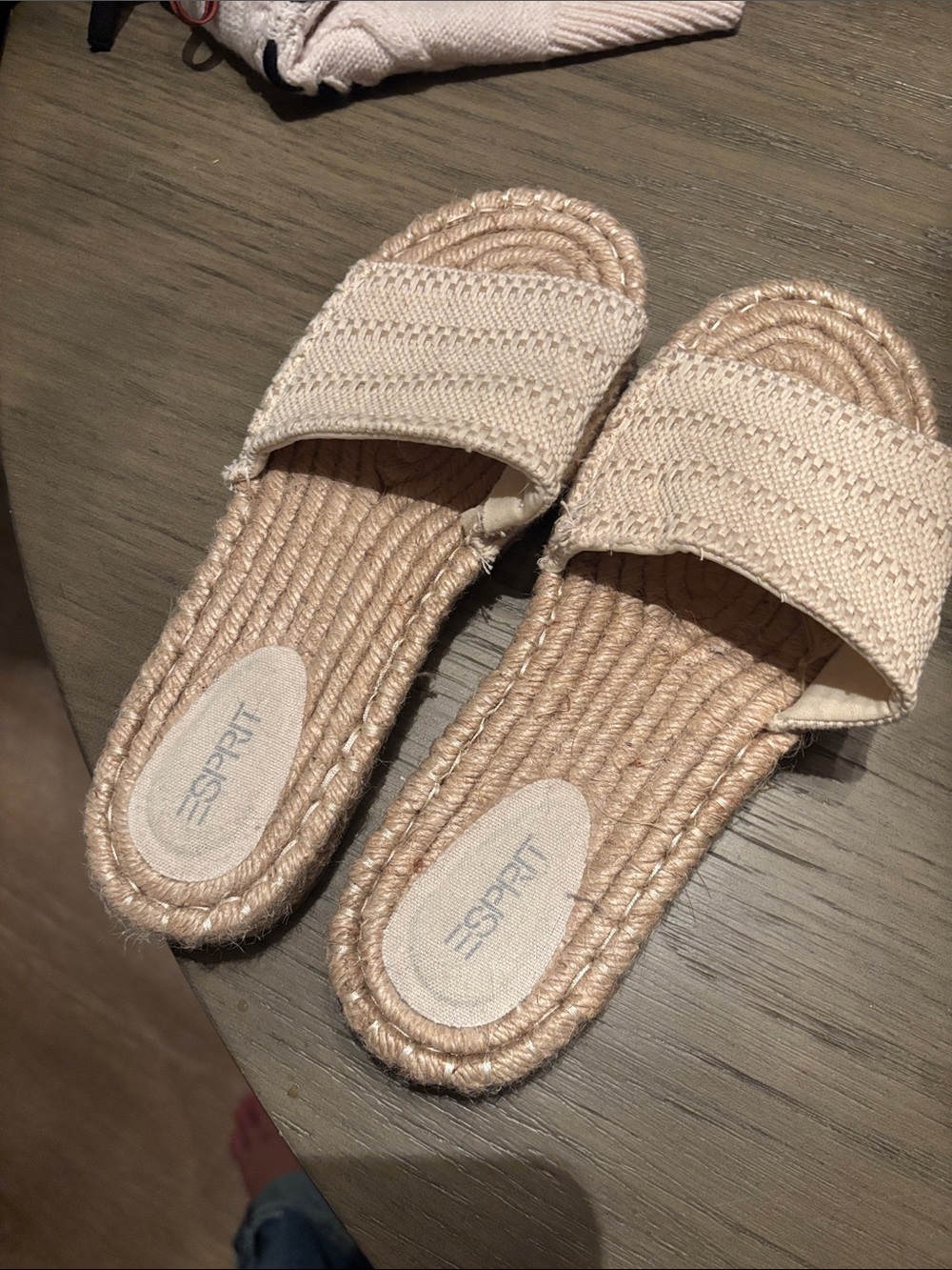 Esprit Women's Beige Woven Slide Sandals